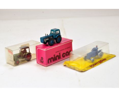 An interesting trio of small scale tractors comprising Dutra, Fordson and Deutz from Wiking, Fun Ho and Plastspielwaren. Gene