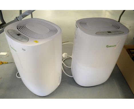 Two Meaco dehumidifiers, Model No. MEACO Dry, ABC, 10 litres, each 44.5cms high.