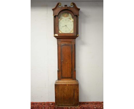 A 19th Century oak and mahogany thirty-hour longcase clock, by Richard Moreland, the 12in. arched painted dial with arabic nu