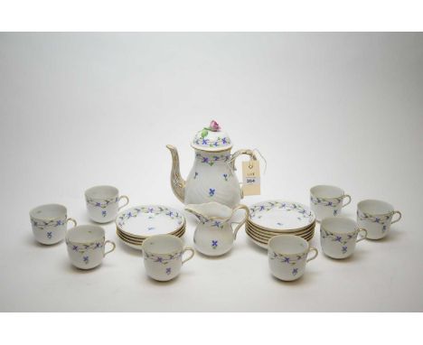 A Herend, Hungary coffee service, to include: coffee pot, milk jug, eight cups and ten saucers.