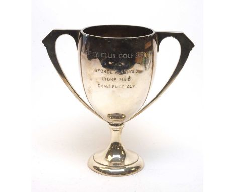 Two-handled silver trophy cup, by James Fenton, Birmingham 1934, engraved 'Variety Club Gold Society, The George K. Arnold, L