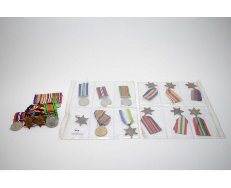 A selection of WWII General Service Medals, including: The India Medal, Defence Medal, War Medal, Atlantic Star, Italy Star, 