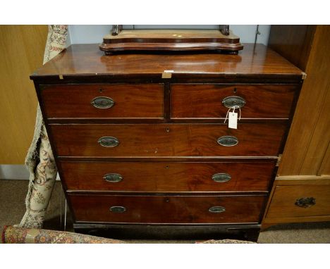 A 19th Century mahogany chest of drawers, the rectangular top above an arrangement of two short and three long graduated draw