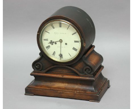 VICTORIAN MANTEL CLOCK, the 7 1/2" silvered dial inscribed Carrew & Rule, London, on an eight day brass twin fusee movement s