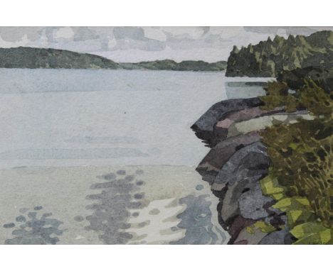 •RONALD JESTY (1926-2016) BLACKSTONE LAKE, ONTARIO Signed and dated 84, watercolour 15.5 x 23.5cm.; with another, `Godrevy/St