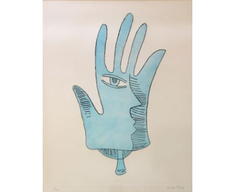 •EMMANUEL RADNITSKY, called MAN RAY (1890-1976) MAIN BLEUE Etching with aquatint printed in colour, 1971, signed and numbered