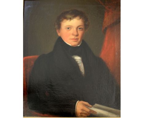 ENGLISH SCHOOL, Circa 1830 PORTRAIT OF THOMAS BRASSEY (1805-1870) Half length, wearing a black coat, oil on canvas 74.5 x 62.