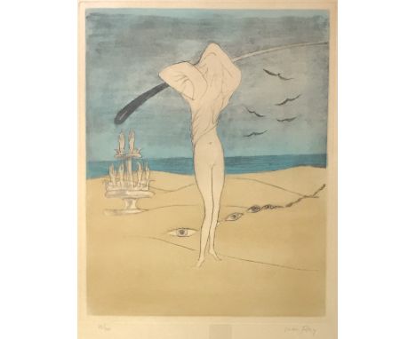•EMMANUEL RADNITSKY, called MAN RAY (1890-1976) MON PREMIER AMOUR Soft-ground etching with screenprint in colours, no date, s