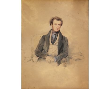 GEORGE RICHMOND, RA (1809-1896) PORTRAIT OF CHARLES JOHN SHORE, LATER 2nd LORD TEIGNMOUTH Seated half length, wearing a dark 