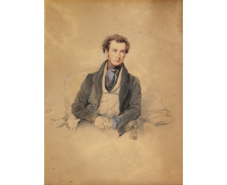 GEORGE RICHMOND, RA (1809-1896) PORTRAIT OF CHARLES JOHN SHORE, LATER 2nd LORD TEIGNMOUTH Seated half length, wearing a dark 