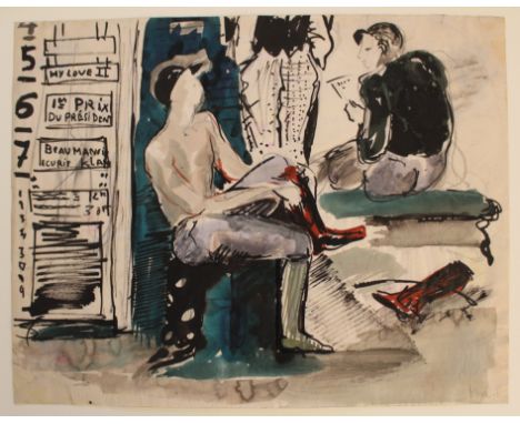 A FOLIO OF WORKS ON PAPER comprising 13 drawings and watercolours etc in various media, mainly figure subjects, mainly 20th C