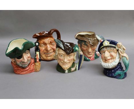 A Good Collection of Royal Doulton Character Jugs, including 'Monty', D6202, 'Merlin' D6529, 'Dick Turpin', D6528 and others 