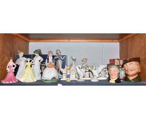 A Group of 20th Century Ceramics, including Royal Doulton Bunnykins models, Royal Doulton character jugs, Royal Doulton figur