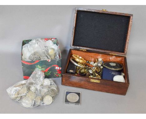 A Small Quantity of Jewellery, including a stick pin, silver bangle, cameo etc; together with a small group of coins and a si