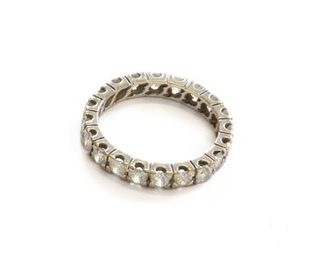 A Diamond Eternity Ring, unmarked, finger size IThe approximate qualities of the diamonds are; caratweight 1.20, colour I/J/K