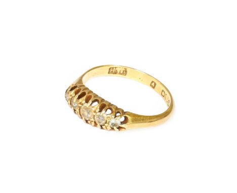 An 18 Carat Gold White Stone Five Stone Ring, finger size NGross weight 3.1 grams.