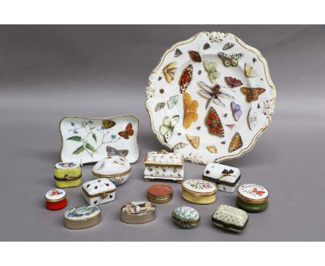 Decorative Ceramics, to include Bloor Derby Plate, naturalisticaly painted with specimens of butterflies, together with a sim