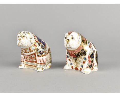 A Royal Crown Derby Paperweight, Old Imari Bulldog, Gold Button Together with a Further Example