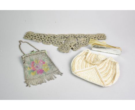 A Collection of Various Early/Mid 20th Century Items to include Silver Plated Belt, Chainmail Purse with Enamelled Decoration
