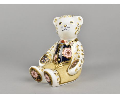 A Limited Edition Royal Crown Derby Paperweight, Yorkshire Rose Daddy Bear, Gold Button