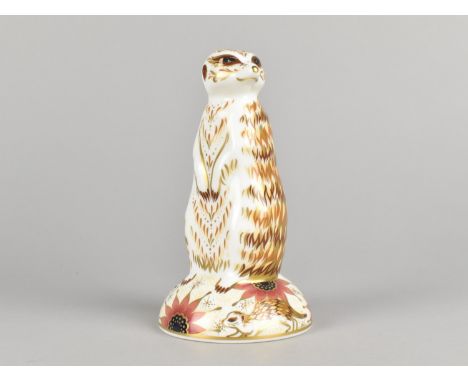 Royal Crown Derby Paperweight, Meerkat, Gold Button