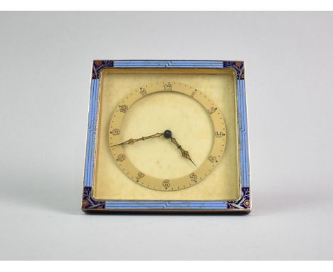An Edwardian Enamelled Easel Backed Clock, Working Order, 10cms Square