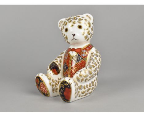 A Limited Edition Royal Crown Derby Paperweight, Goviers Red Tie Teddy Bear