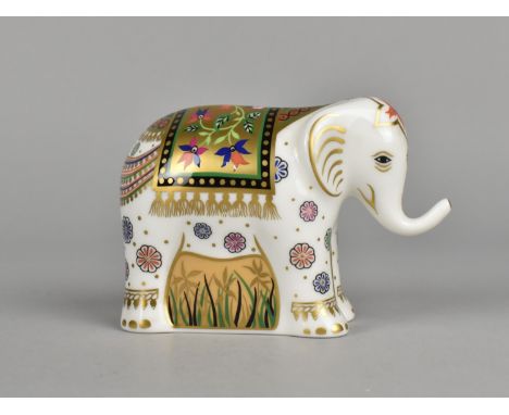 A Royal Crown Derby Signature Edition Elephant Paperweight, Ravi, Gold Button