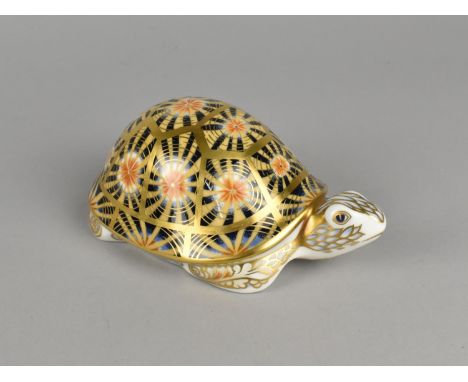 A Royal Crown Derby Paperweight, Indian Star Tortoise, Gold Button