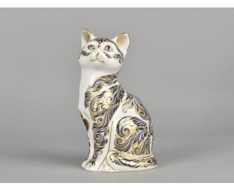 A Limited Edition Royal Crown Derby Cat Paperweight, Majestic, Gold Button 2304/3500