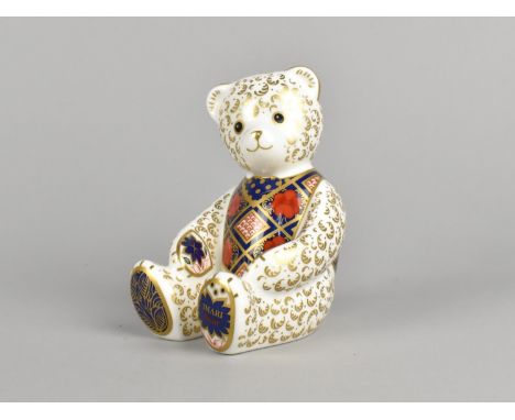 An Exclusive Pre-release Edition of 150 Royal Crown Derby Paperweight, Imari Teddy Bear, Gold Button