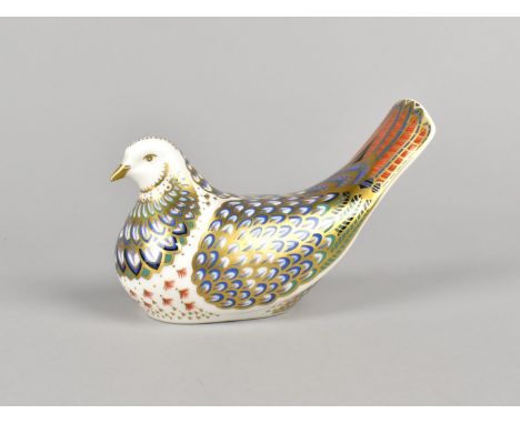 A Limited Edition Royal Crown Derby Paperweight, Millennium Dove, Gold Button