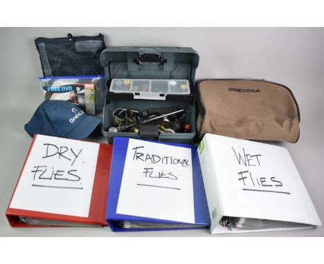A Collection of Angling Items to include Plastic Fishing Case Containing Fly Tying Tools, Threads and Spring Balances, One Ba