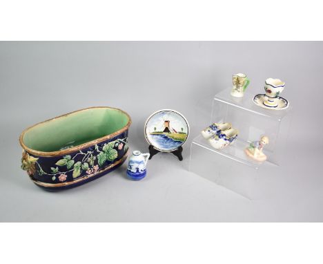 A Majolica Planter, (Glued), together with Various Other Ceramics, Royal Doulton Robin