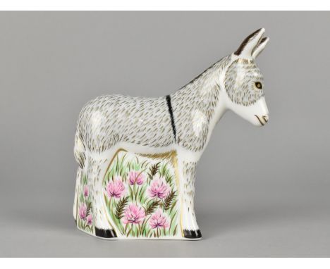 A Royal Crown Derby Paperweight, Donkey Foal, Gold Button