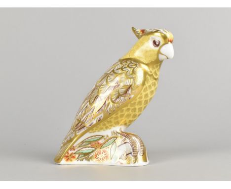A Royal Crown Derby Paperweight, Citron Cockatoo, Gold Button