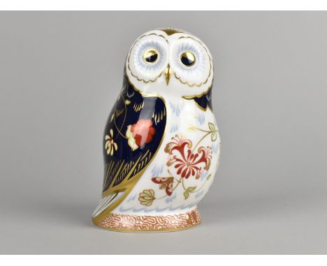 A Royal Crown Derby Paperweight, Daybreak Owl, Gold Button