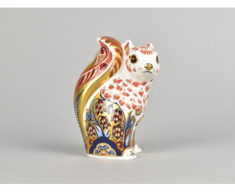 A Limited Edition Royal Crown Derby Paperweight, Welbeck Squirrel, Gold Button