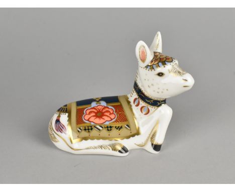 A Royal Crown Derby Paperweight, Donkey Foal, Gold Button
