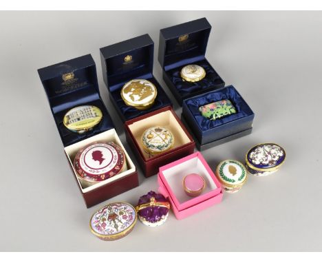 A Collection of Royal Worcester Enamelled Boxes to include Golden Jubilee, Clarence House, Queen Mother Etc together with Oth
