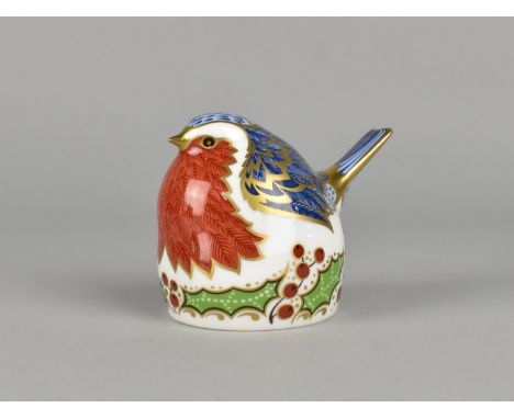 A Royal Crown Derby Pre-release Edition of 250 Paperweight, Christmas Robin, Gold Button