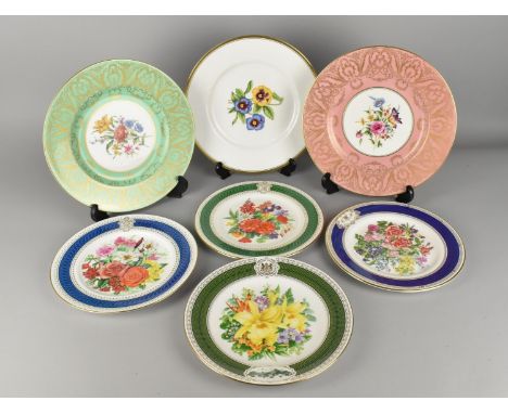 A Collection of Various Floral Decorated Plates to Comprise A Matching Pair of Royal Worcester Cabinet Plates with Floral Car