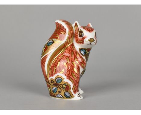 A Royal Crown Derby Paperweight, Woodland Squirrel, Gold Button