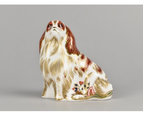 A Royal Crown Derby Paperweight, Cavalier King Charles Spaniel, Gold Button