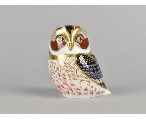 A Royal Crown Derby Paperweight, Tawny Owl, Gold Button