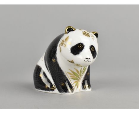 A Royal Crown Derby Paperweight, Baby Panda, Gold Button