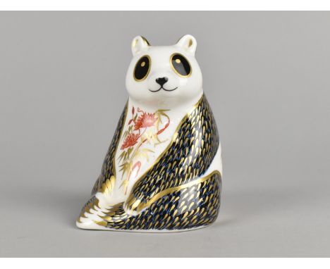 A Royal Crown Derby Paperweight, Panda, Gold Button