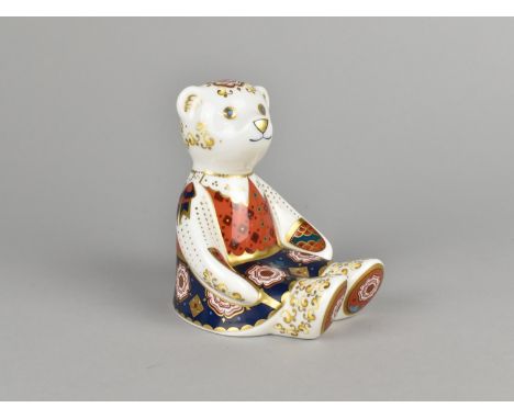 A Limited Edition Royal Crown Derby Paperweight, Yorkshire Rose Mummy Bear, Gold Button