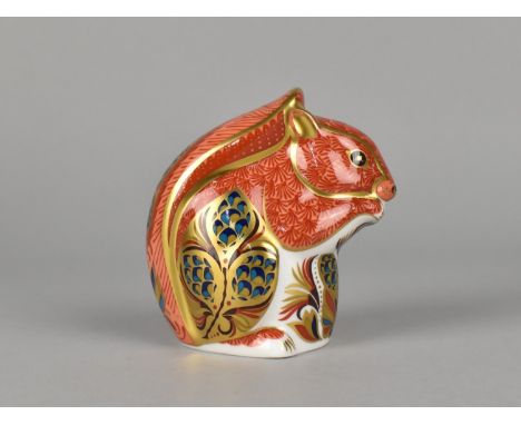 A Royal Crown Derby Paperweight, Squirrel, Gold Button