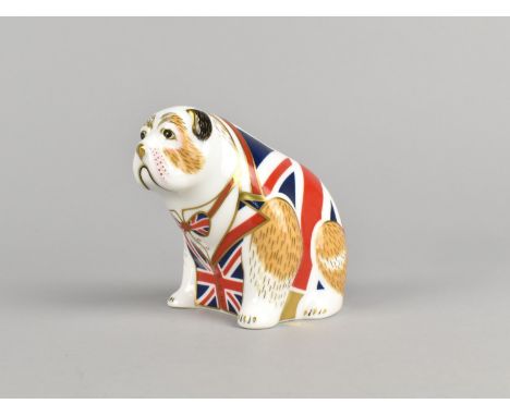 A Crown Derby Imari Paperweight, The British Bulldog, Gold Button